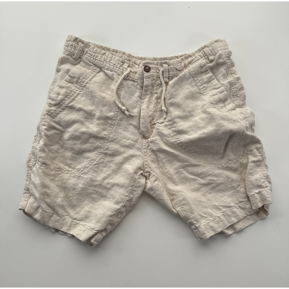 MASTRO MODA 100%‎ Linen 8" Shorts Womens Small Ivory Drawstring Made in Italy